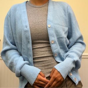 Baby blue vintage Jantzen wool cardigan